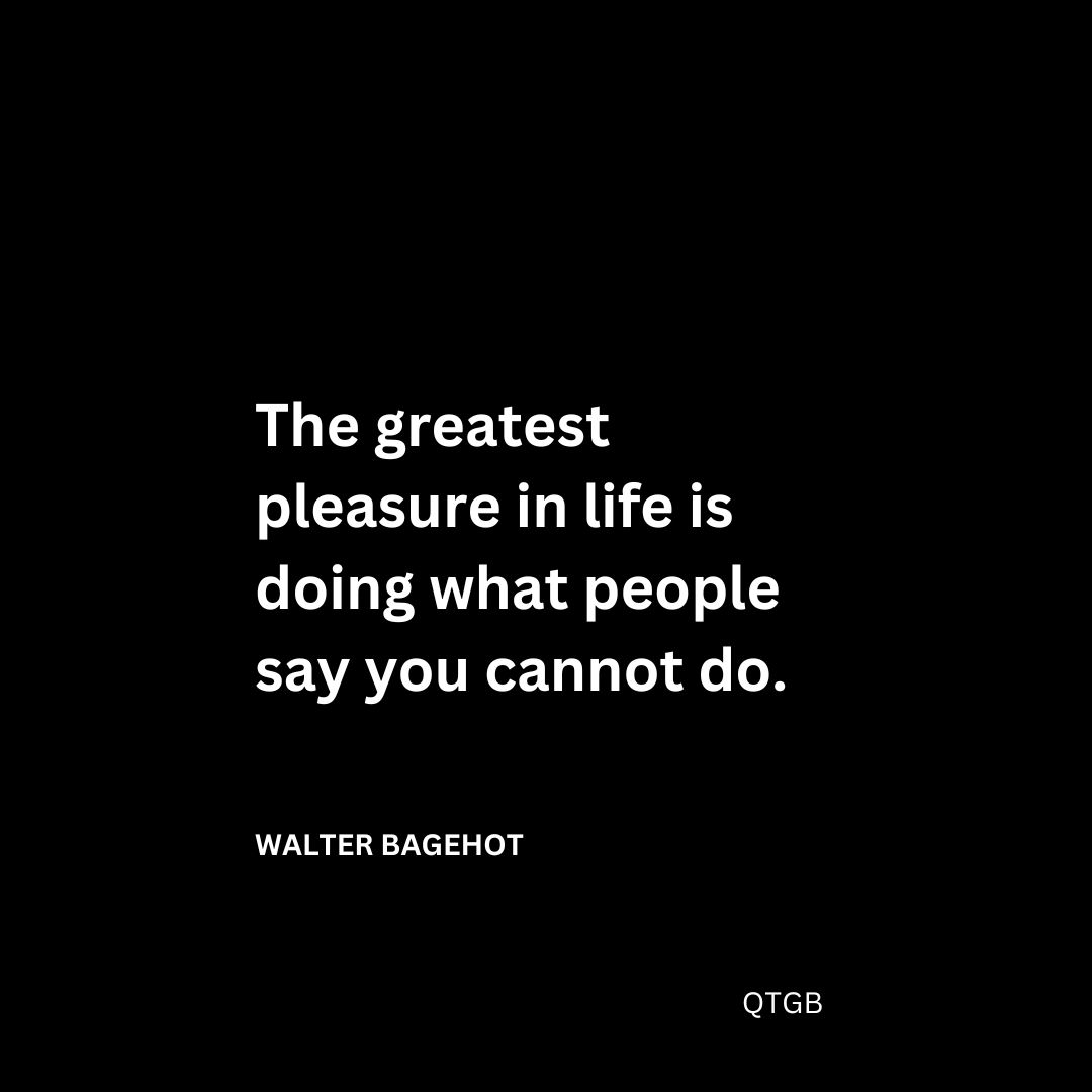 The greatest pleasure in life is doing what people say you cannot do