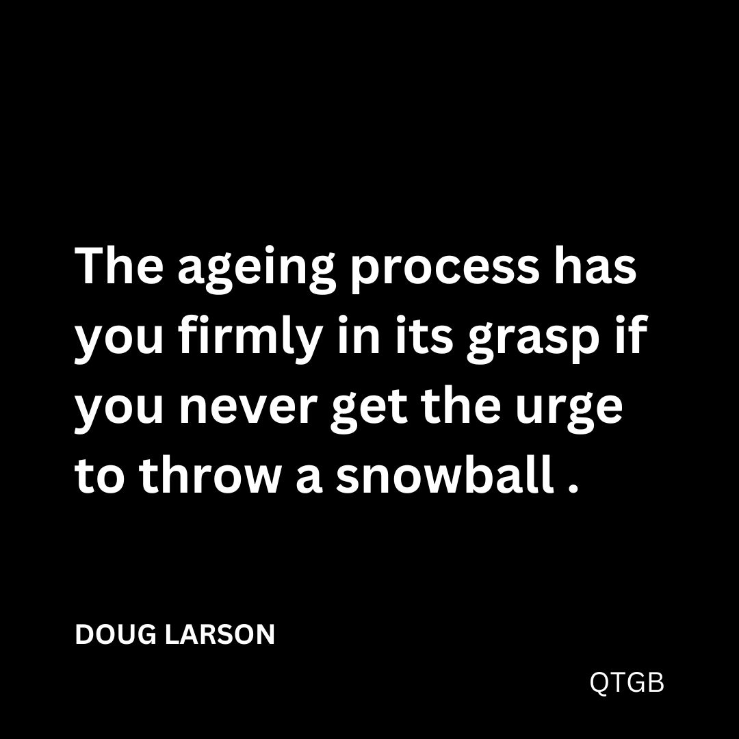 "The ageing process has you firmly in its grasp if you never get the urge to throw a snowball." - DOUG LARSON